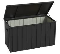 Outsunny Panca Contenitore da 450L con 2 Rotelle e Maniglie, in Acciaio e PP, 125.5x61.5x70 cm, Grigio Scuro