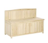 Outsunny Panca Contenitore da Esterno in Legno di Abete Naturale con Schienale per Giardino e Terrazza, 115x45x75cm Aosom