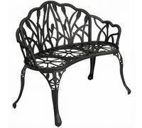 Outsunny Panca da giardino 2 posti in alluminio pressofuso resistente alle intemperie, panca esterna con schienale a tulipani e motivo floreale 99 x 57 x 78 cm Aosom Italy