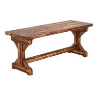 Outsunny Panca da Giardino 2 Posti in Legno di Abete con Base a X, Panchina da Esterno Stile Rustico Senza Schienale, per Patio, Portico, Balcone, 114L x 40P x 46A cm, Carbonizzata