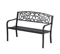 Outsunny Panca da Giardino 2 Posti in Metallo Nero, Design Vintage, 127 x 60 x 87cm