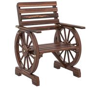 Outsunny Panca da Giardino in Legno a Doghe 1 Posto, Sedia da Esterno con Braccioli Ruota, Poltrona Massello, Seduta Ampia, Schienale Inclinato, Giardino, Cortile, Veranda, Carbonizzato