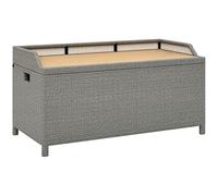 Outsunny Panca portaoggetti per esterni in rattan sintetico, panca da giardino in alluminio con contenitore sottostante con fodera interna con cerniera, aste per ponte, grigio