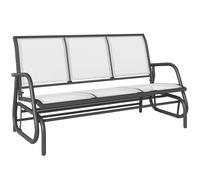 Outsunny Panchina a Dondolo 3 Posti per Giardino, Metallo e Tessuto Traspirante, Comoda Seduta, 151x75x85cm - Beige Aosom