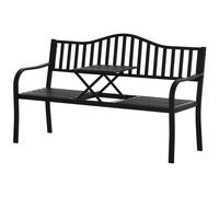 Outsunny Panchina da Esterno con Tavolo Centrale in Legno Nero