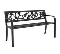 Outsunny Panchina da Esterno in Acciaio 2 Posti Braccioli 127x50x75cm Nero