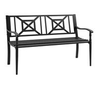 Outsunny Panchina da Esterno in Acciaio, Panchina da Giardino 2 Posti con Schienale Alto e Braccioli, Resistente alla Ruggine, 128x62.5x81.5 cm, Nero