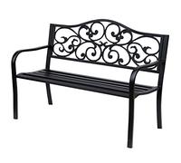 Outsunny Panchina da Esterno in Ghisa e Metallo con Schienale Alto Decorato Panchina da Giardino 2 Posti 127x60x89cm Nero