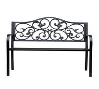 Outsunny Panchina da Esterno in Ghisa e Metallo da 2 Posti 127x60x89cm Nero