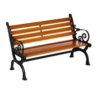 Outsunny Panchina da Giardino 2 Posti con Braccioli curvi, schienale alto e seduta a doghe, in Alluminio e Legno, 120x64x79cm, Teak Aosom Italy