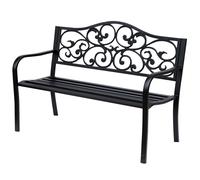 Outsunny Panchina da Giardino 2 Posti in Ghisa e Metallo 127x60x89cm Nero
