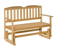 Outsunny Panchina da Giardino a Dondolo da 2 Posti con Braccioli, Panchina da Esterno in Legno di Abete, 132x51x95.5cm, Colore Legno