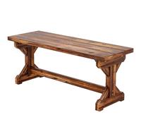 Outsunny Panca da Giardino 2 Posti in Legno di Abete con Base a X, Panchina da Esterno Stile Rustico Senza Schienale, per Patio, Portico, Balcone, 114L x 40P x 46A cm, Carbonizzata