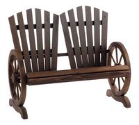 Outsunny Panchina da Giardino in Legno Stile Country con Braccioli a Ruota
