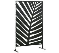 Outsunny Pannello Privacy Esterno in Metallo, 122 x 198 cm, Divisorio Decorativo con Supporto e Viti di Espansione, Pannello Autoportante per Giardino, Terrazza, Piscina, Foglia di Banana Aosom Italy