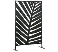 Outsunny Pannello Privacy Esterno in Metallo, 122 x 198 cm, Divisorio Decorativo con Supporto e Viti di Espansione, Pannello Autoportante per Giardino, Terrazza, Piscina, Foglia di Banana