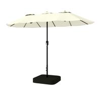 Outsunny Parasol Doppio 3x1.5m con Base, Sacchi Sabbia, Grigio