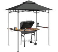 Outsunny Pavillon per barbecue con LED 240 x 150 x 258 cm, resistente all'acqua e al fuoco, Gazebo da giardino con tetto a doppio strato