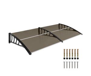 Outsunny Pensilina da Esterno per Finestre e Porte, in Policarbonato e Alluminio, 200x100x26cm - Marrone Aosom