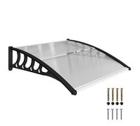 Outsunny Pensilina Tettoia da Esterno 103x96.5cm, Tettoia per Esterno in Policarbonato e Alluminio, per Balcone Finestre e Porte, Trasparente