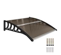 Outsunny Pensilina Tettoia da Esterno 103x96.5cm, Tettoia per Esterno Staffe in Policarbonato e Barre in Alluminio, per Balcone Finestre e Porte, Marrone