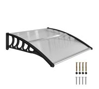 Outsunny Pensilina Tettoia da Esterno 103x96.5cm, Tettoia per Esterno Staffe in Policarbonato e Barre in Alluminio, per Balcone Finestre e Porte, Trasparente