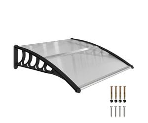 Outsunny Pensilina Tettoia da Esterno 103x96.5cm, Tettoia per Esterno Staffe in Policarbonato e Barre in Alluminio, per Balcone Finestre e Porte, Trasparente