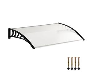 Outsunny Pensilina Tettoia da Esterno 122x89cm in Policarbonato Trasparente | Tettoia per Esterno, Staffe in Policarbonato, Barre in Alluminio, per Balcone Finestre e Porte