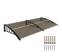 Outsunny Pensilina Tettoia da Esterno 200x96cm, Tettoia per Esterno in Policarbonato e Alluminio, per Balcone Finestre e Porte, Marrone