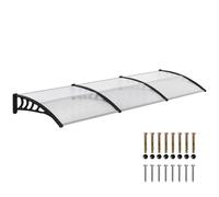 Outsunny Pensilina Tettoia da Esterno 303x96cm, Tettoia per Esterno Staffe in Policarbonato e Barre in Alluminio, per Balcone Finestre e Porte, Trasparente