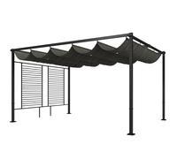 Outsunny Pergola 3,87 x 2,97 m Copertura per terrazza con tetto scorrevole, 2 pannelli privacy, UV 50+ Grigio scuro Aosom Italy