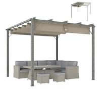 Outsunny pergola 3x3m circa con cuscinetto magnetico, tetto in alluminio, padiglione da giardino con tetto regolabile, autoportante, protezione UV 30+, per patio e giardino, grigio