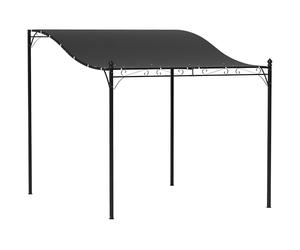 Outsunny Pergola Addossata 2.5x3m con Design Curvo e 16 Fori di Drenaggio, Gazebo Pergolato da Giardino in Metallo e Poliestere con Viti, per Esterno, Terrazza e Patio, Protezione UV, Grigio Scuro