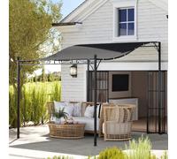 Outsunny Pergola Addossata 3x2.5m con Design Curvo e 16 Fori di Drenaggio, Gazebo Pergolato da Giardino in Metallo e Poliestere 180g/m² con Viti, per Esterno, Terrazza e Patio, Protezione UV, Crema De