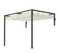 Outsunny Pergola Addossata da Giardino 3x2 m in Acciaio e Poliestere Crema