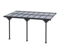 Outsunny Pergola Addossata da Giardino in Policarbonato e Alluminio, Installazione Regolabile, Grigio Aosom