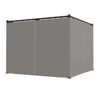 Outsunny Pergola con Tende e Tetto Retrattile in Metallo Beige