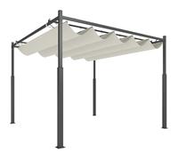 Outsunny Pergola da giardino 3x3 m con tetto retrattile e accessorio magnetico, gazebo da giardino con protezione UV30+, colonne metalliche e ganci, padiglione per patio, terrazza, esterni, bianco