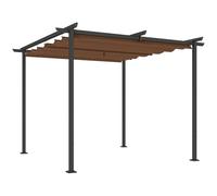 Outsunny Pergola da giardino per esterni 3 x 3 m retrattile scorrevole, pergola da giardino in tessuto di poliestere ad alta densità 180g/m², riparo dal sole UPF30+, per terrazza, patio, cortile,