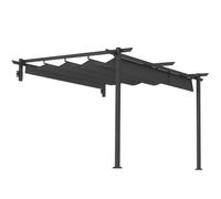 Outsunny Pergola da terrazza 3x3m alluminio a parete grigio scuro | Copertura per terrazza, gazebo da giardino, tetto regolabile, protezione solare per terrazza e giardino