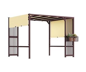 Outsunny Pergola Gazebo 3 x 2,5 m UV 30 + stabile resistente all'inverno, protezione solare regolabile con tetto apribile, per giardino, balcone, marrone scuro