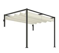 Outsunny Pergola Gazebo 3x2 m con Tettuccio Retrattile e Fori di Drenaggio Crema