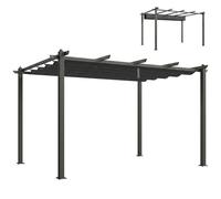 Outsunny Pergola Gazebo 4x3 m con 8 Fori di Drenaggio Grigio Scuro
