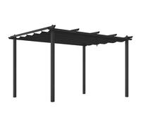 Outsunny Pergola Gazebo 4x3 m con 8 Fori di Drenaggio, in Alluminio, Metallo e Poliestere, Grigio Scuro