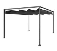 Outsunny Pergola Gazebo da Esterno con Tettuccio Retrattile in Metallo e Poliestere, 3x2.1 m, Nero Aosom Italy