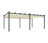 Outsunny Pergola scorrevole retrattile 3,5 x 6 m pergola da terrazzo struttura in alluminio + tessuto in poliestere - beige