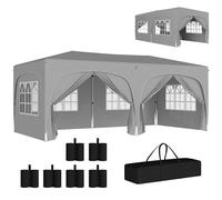 Outsunny Pergolato da giardino 3 x 6 m, pergolato pieghevole pop up, altezza regolabile, borsa per il trasporto e sacchi di sabbia, protezione UPF50+, barnum pieghevole per campeggio, festival, patio,