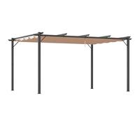 Outsunny Pergolato da Giardino 3x4m con Telo Scorrevole in Poliestere e Struttura in Alluminio, Gazebo Pergola da Esterno, Grigio e Marrone