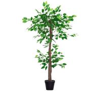 Outsunny Pianta Artificiale per Interni Ø16x120 cm Verde Marrone Nero | 546 Foglie, Pianta Finta da Interno, PP e PE, Vaso in Cemento, Ideale per Soggiorno Camera da Letto Ufficio