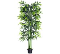 Outsunny Pianta di Bambù Artificiale in Vaso da 180cm per Interni ed Esterni